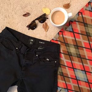 H&M Men’s Slim Fit Black Jean Shorts Size 31